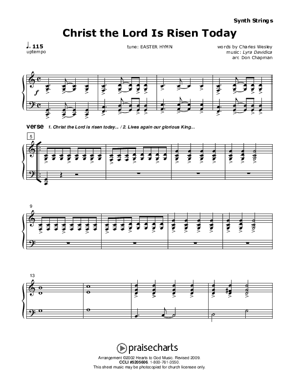 Christ the Lord Is Risen Today Synth Strings (Don Chapman)