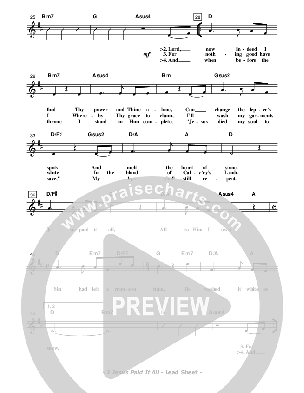 Jesus Paid It All Lead Sheet (Don Chapman)