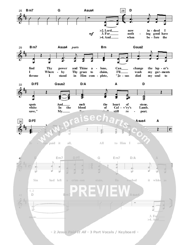 Jesus Paid It All Lead Sheet (SAT) (Don Chapman)