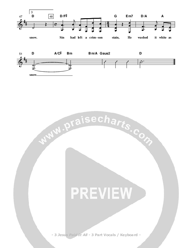 Jesus Paid It All Lead Sheet (SAT) (Don Chapman)