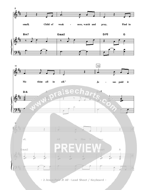 Jesus Paid It All Piano/Vocal (Don Chapman)