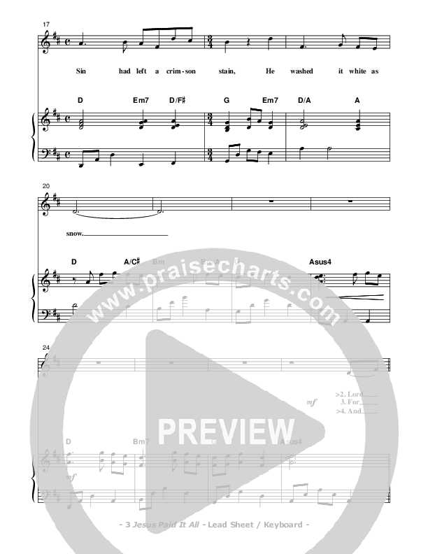 Jesus Paid It All Piano/Vocal (Don Chapman)