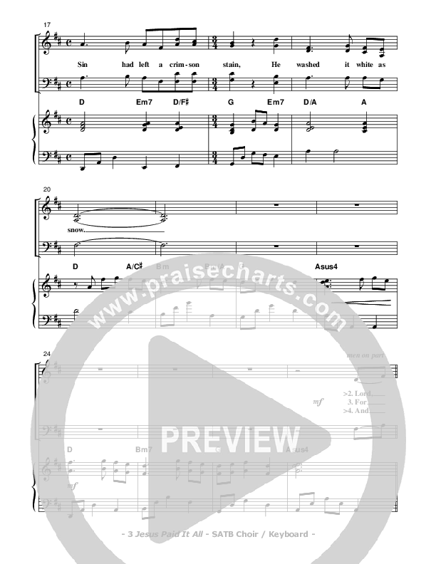 Jesus Paid It All Piano/Vocal (SATB) (Don Chapman)