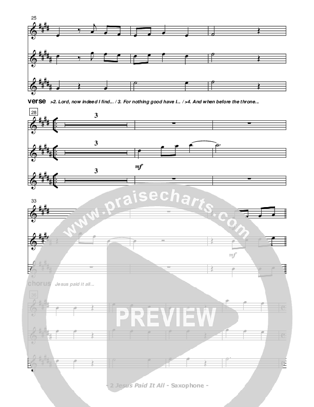 Jesus Paid It All Saxophone (Don Chapman)