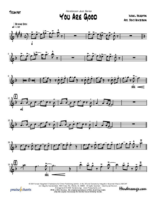You Are Good (Instrumental) Trumpet (Brad Henderson)