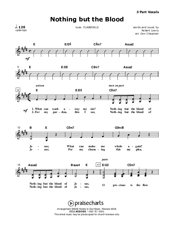 Nothing But The Blood Lead Sheet (SAT) (Don Chapman)