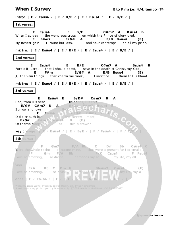 When I Survey Chords & Lyrics (Don Chapman)