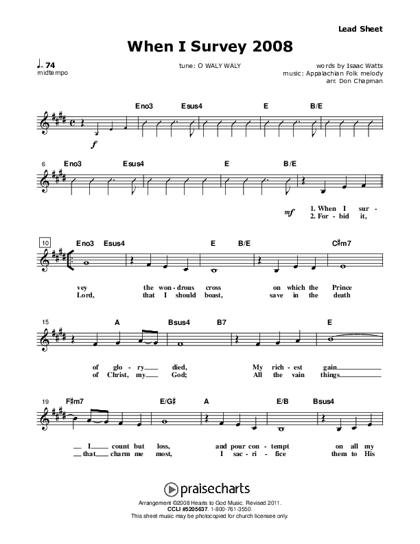 When I Survey Lead Sheet (Don Chapman)