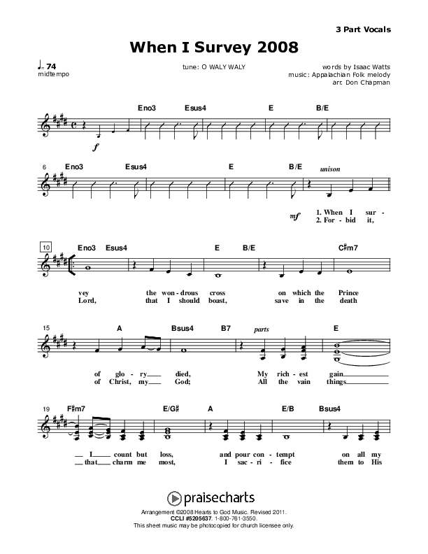 When I Survey Lead Sheet (SAT) (Don Chapman)