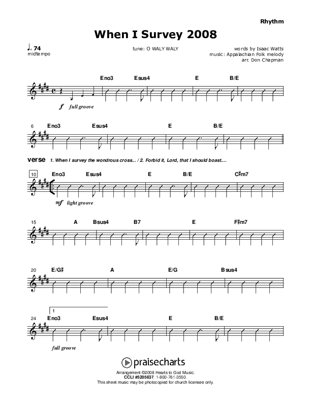 When I Survey Rhythm Chart (Don Chapman)