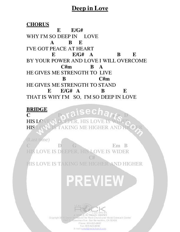 Deep In Love Chords & Lyrics (David Archibeck / The Rock Church)