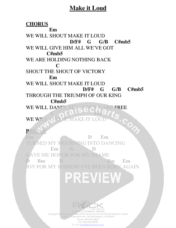 Make It Loud Chord Chart (David Archibeck / The Rock Church)