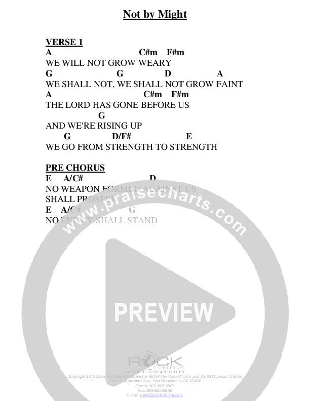 Not By Might Chord Chart (David Archibeck / The Rock Church)