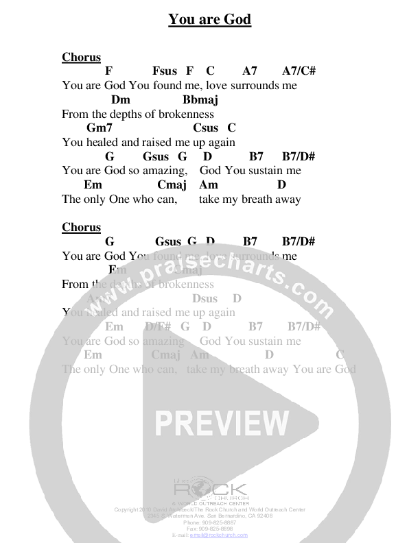 You Are God Chords & Lyrics (David Archibeck / The Rock Church)
