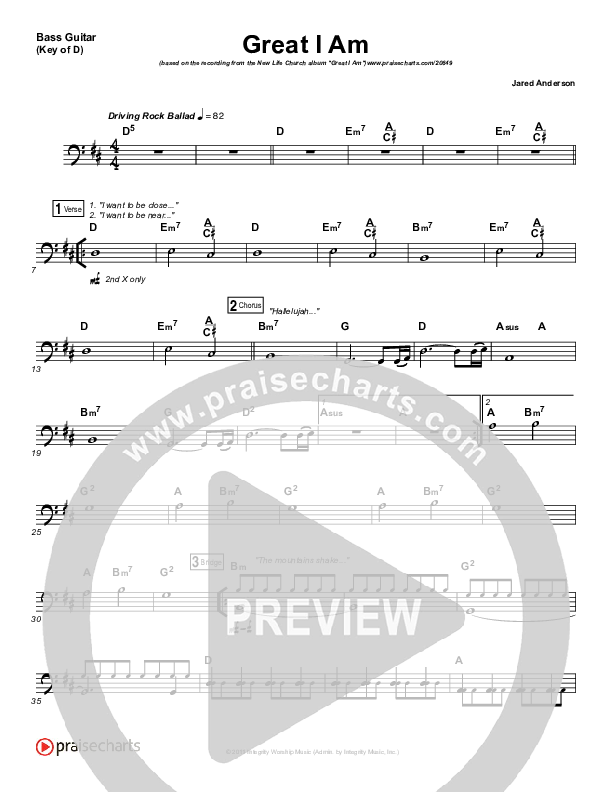 Great I Am Bass Guitar (New Life Worship)