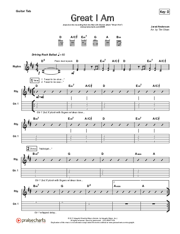 Great I Am Guitar Tab (New Life Worship)