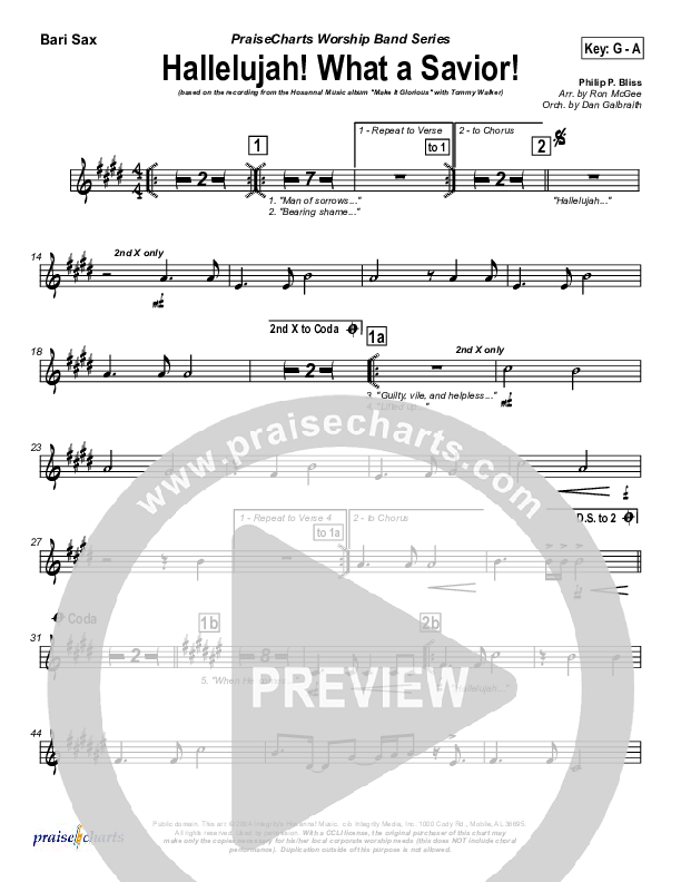 Hallelujah What A Savior Bari Sax (Tommy Walker)