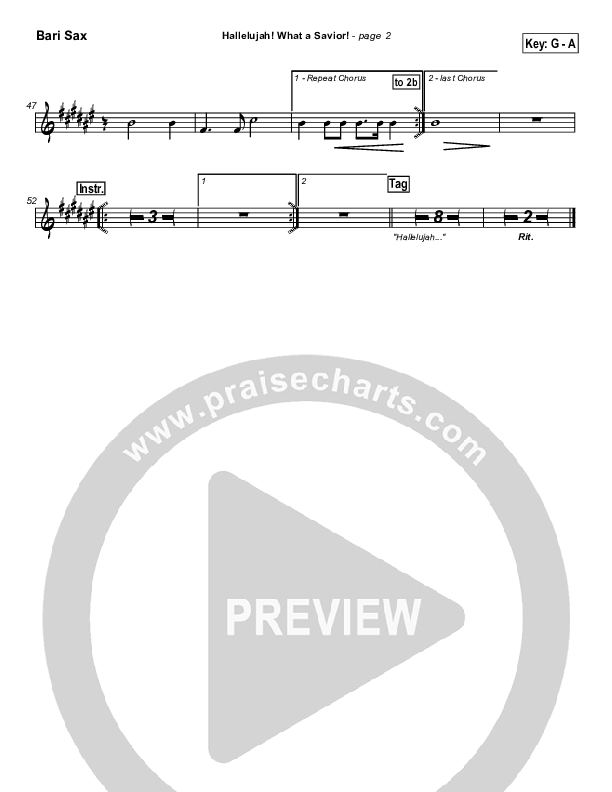 Hallelujah What A Savior Bari Sax (Tommy Walker)