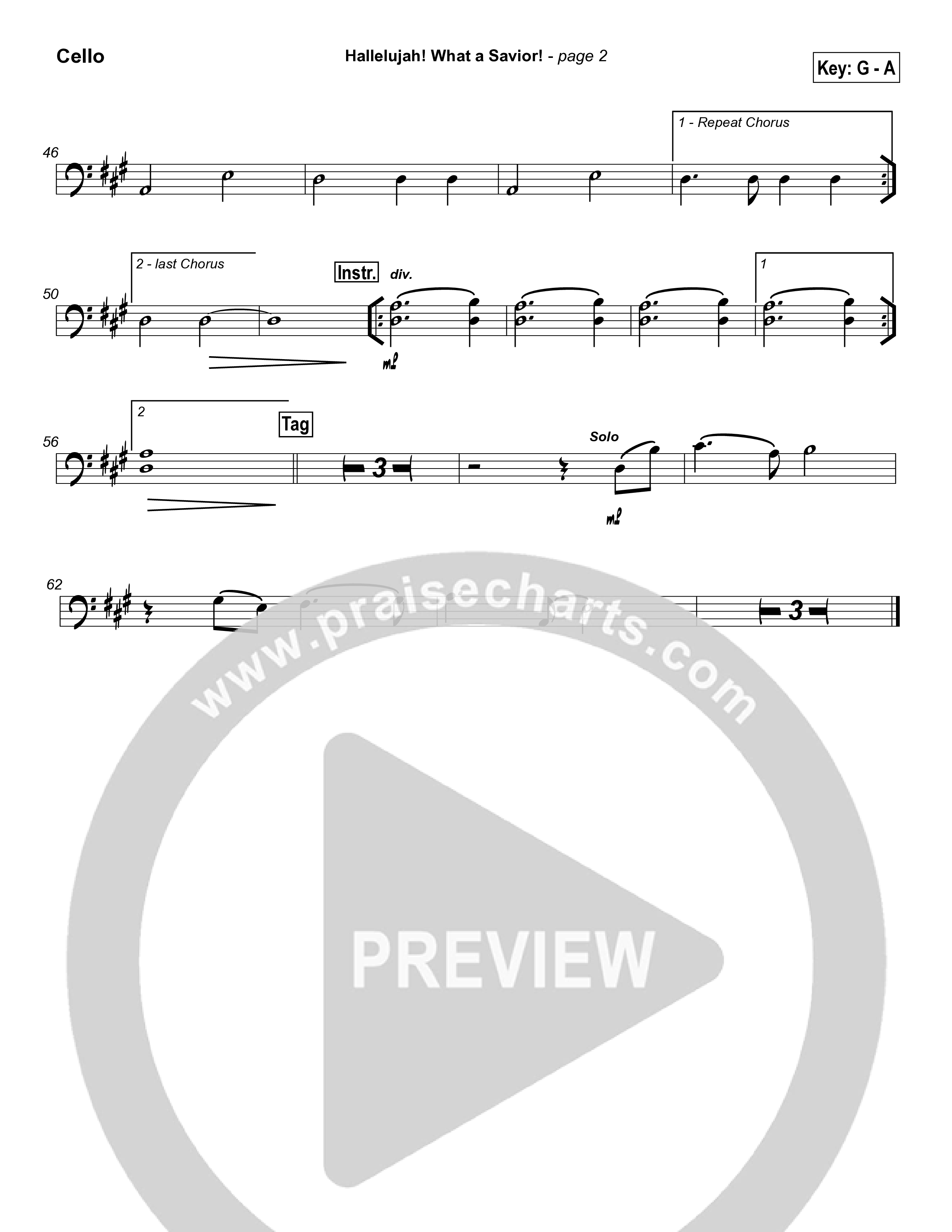 Hallelujah What A Savior Cello (Tommy Walker)