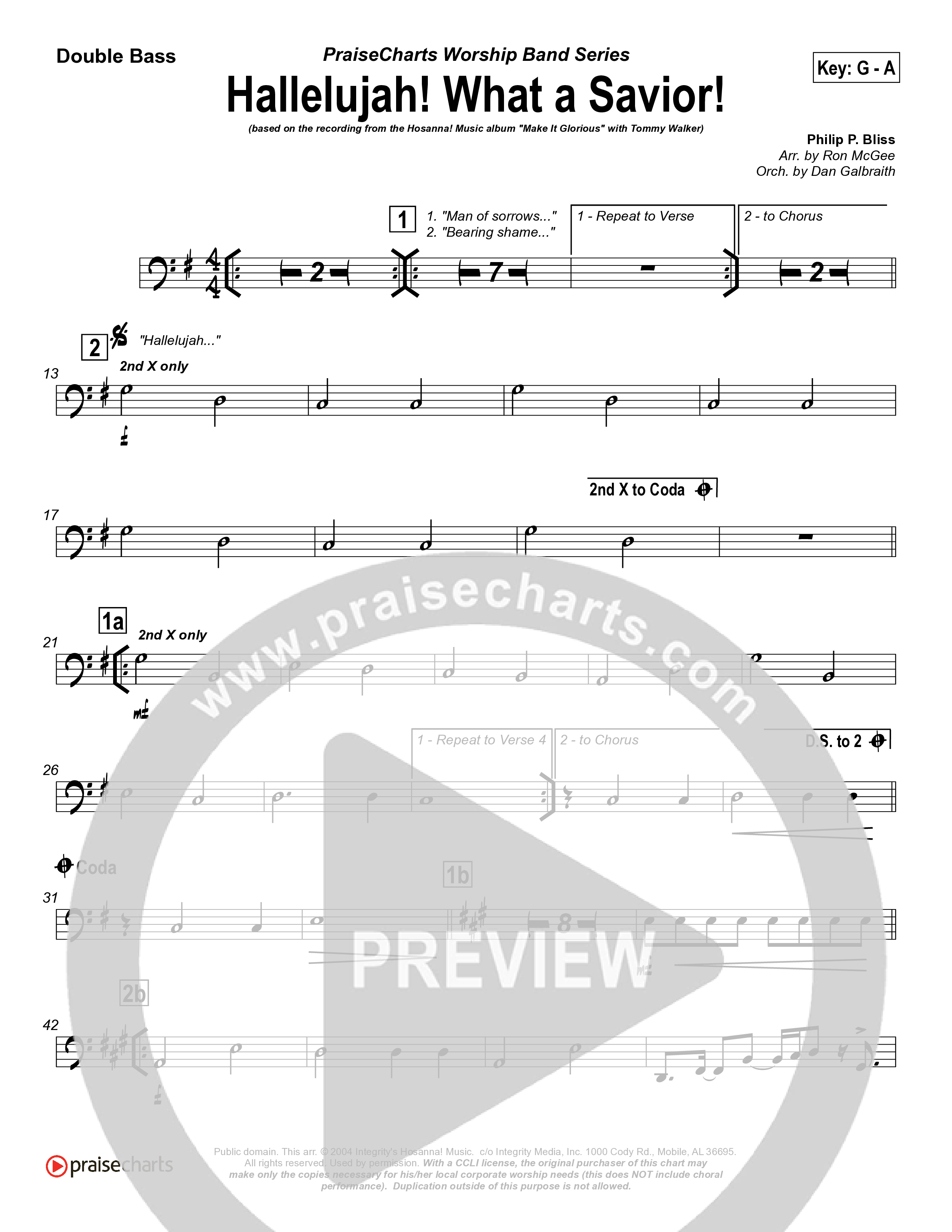 Hallelujah What A Savior String Bass (Tommy Walker)