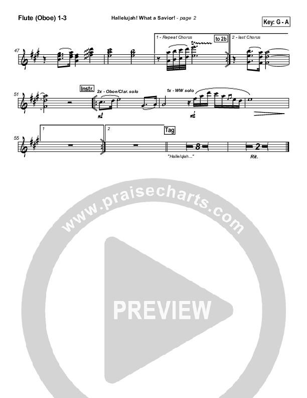 Hallelujah What A Savior Flute/Oboe 1/2/3 (Tommy Walker)