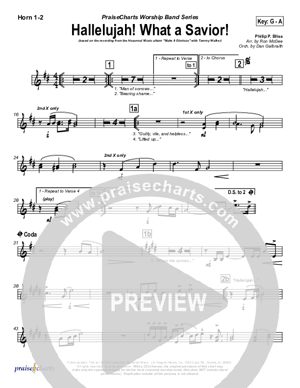 Hallelujah What A Savior French Horn 1/2 (Tommy Walker)