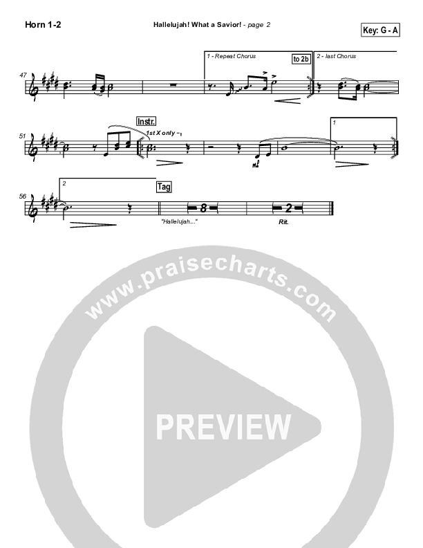 Hallelujah What A Savior French Horn 1/2 (Tommy Walker)