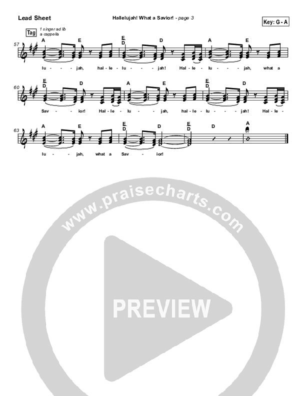 Hallelujah What A Savior Lead Sheet (SAT) (Tommy Walker)