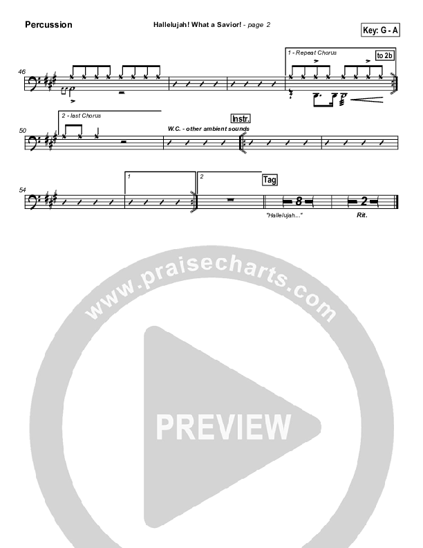 Hallelujah What A Savior Percussion (Tommy Walker)