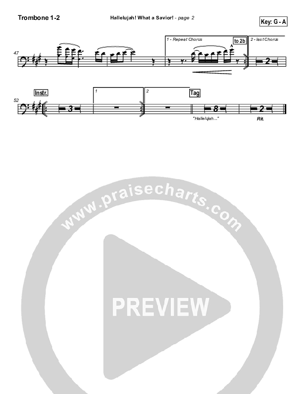 Hallelujah What A Savior Trombone 1/2 (Tommy Walker)