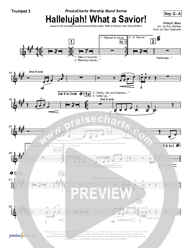 Hallelujah What A Savior Trumpet 3 (Tommy Walker)