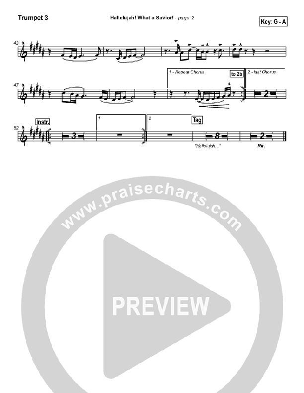 Hallelujah What A Savior Trumpet 3 (Tommy Walker)