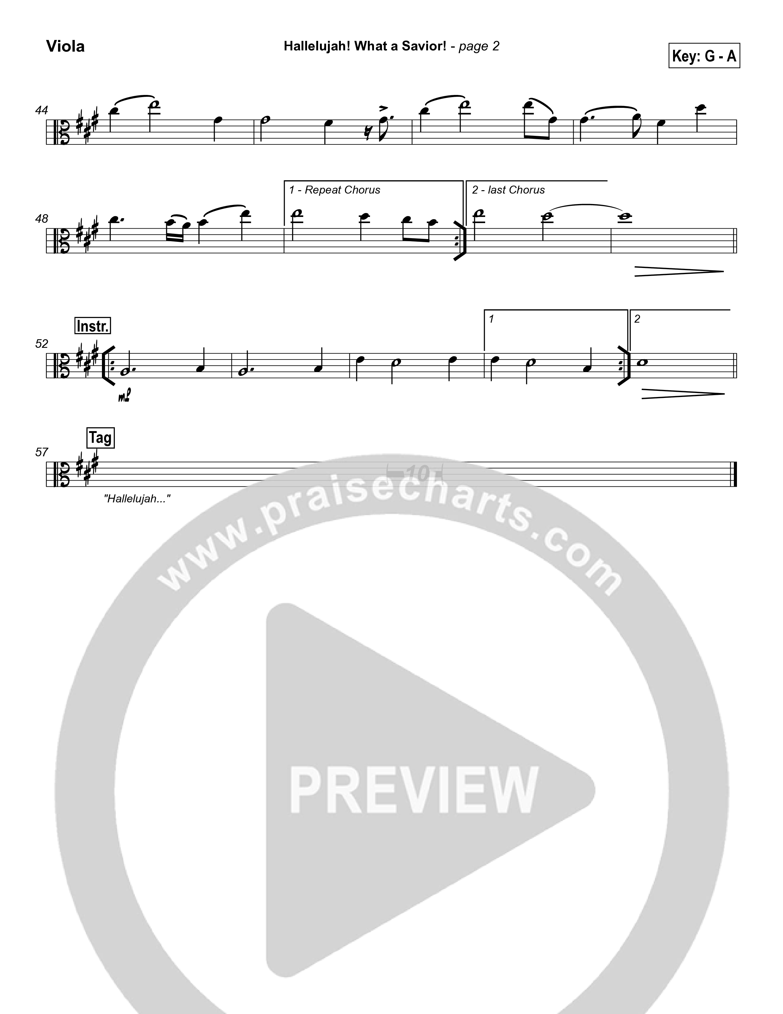 Hallelujah What A Savior Viola (Tommy Walker)