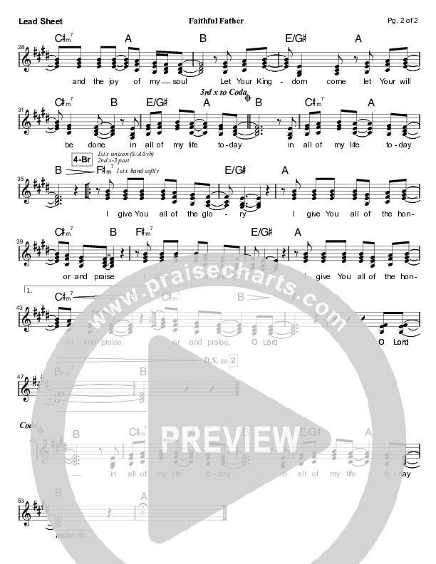 Faithful Father Lead Sheet (Mark Cole)