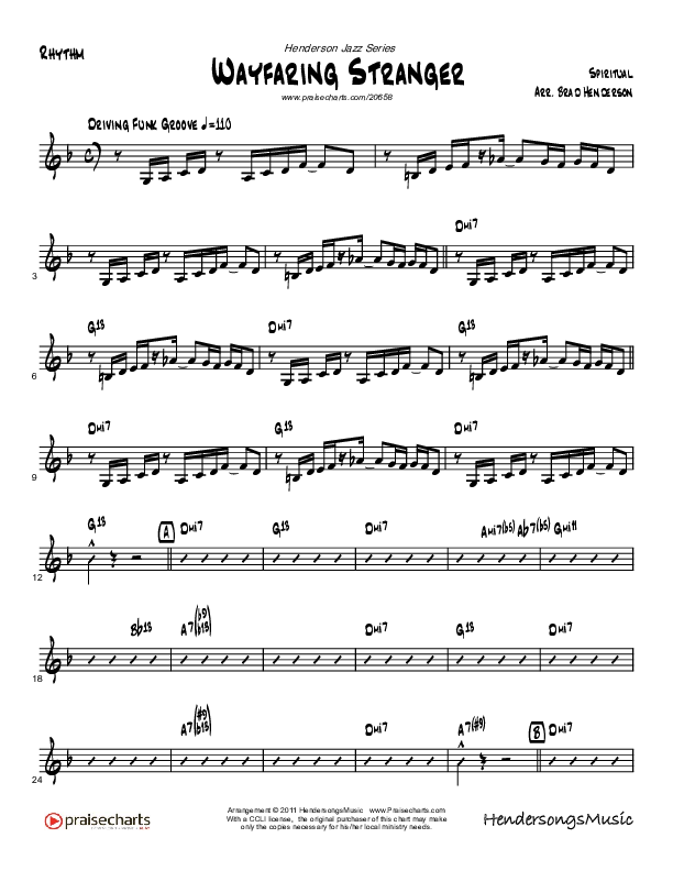 Wayfaring Stranger (Instrumental) Rhythm Chart (Brad Henderson)