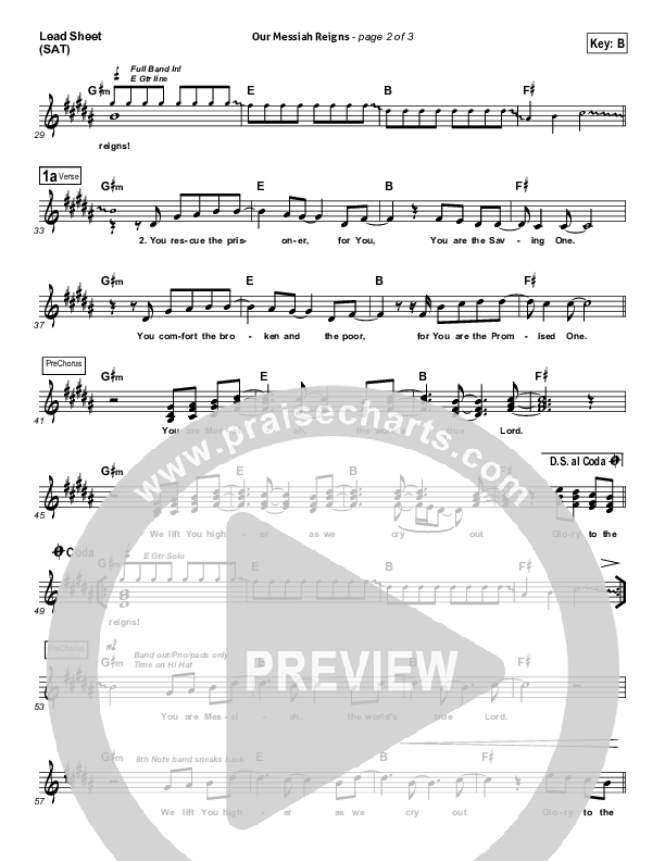Our Messiah Reigns Lead Sheet (SAT) (New Life Worship)