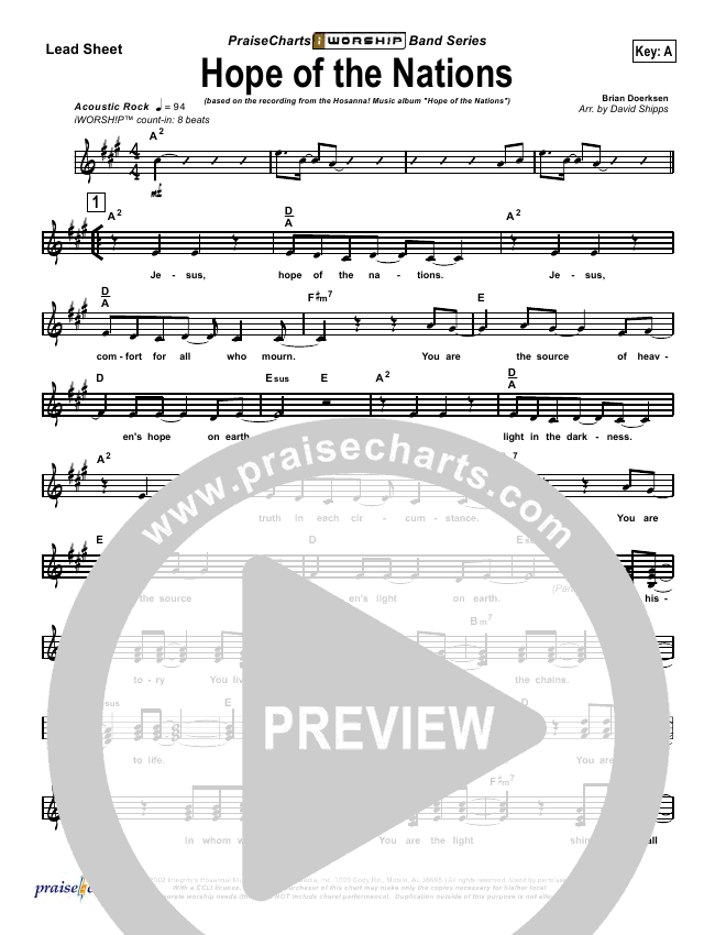 Hope Of the Nations Sheet Music PDF (Brian Doerksen) - PraiseCharts