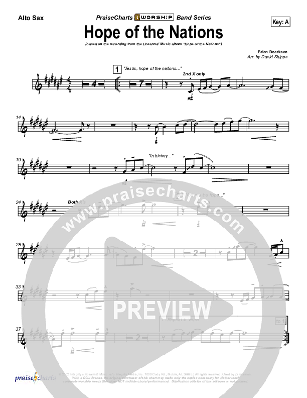 Hope Of The Nations Alto Sax (Brian Doerksen)