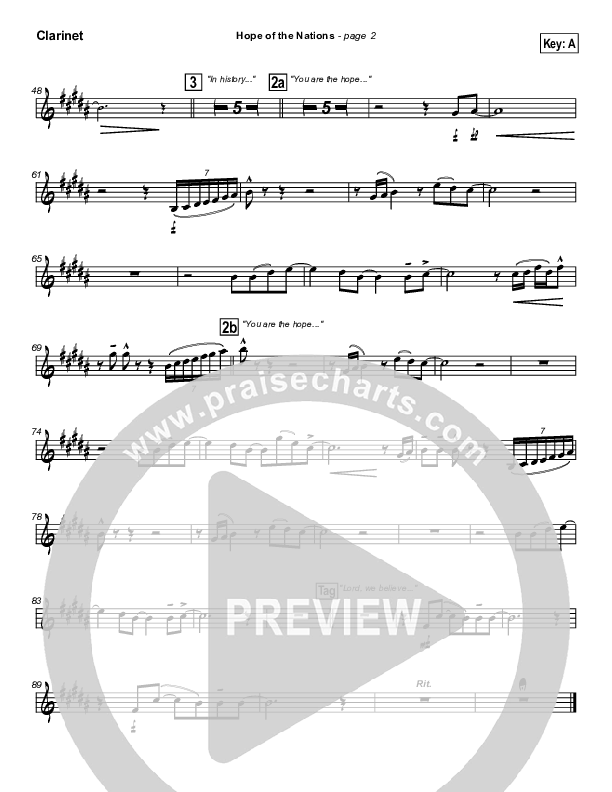 Hope Of The Nations Clarinet (Brian Doerksen)