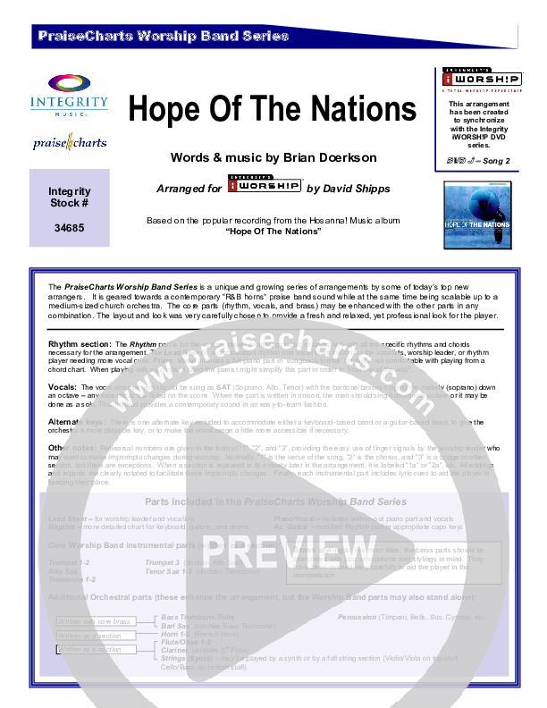 Hope Of the Nations Cover Sheet (Brian Doerksen)