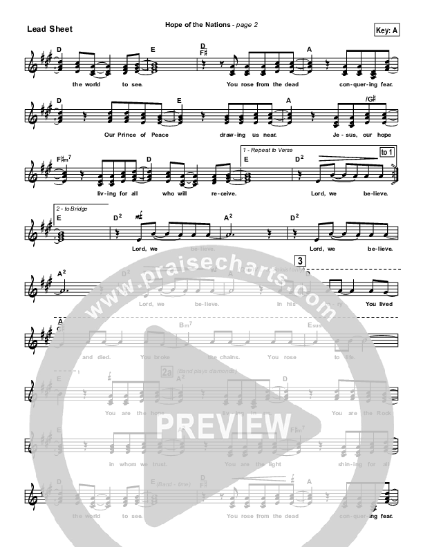 Hope Of The Nations Lead Sheet (Brian Doerksen)