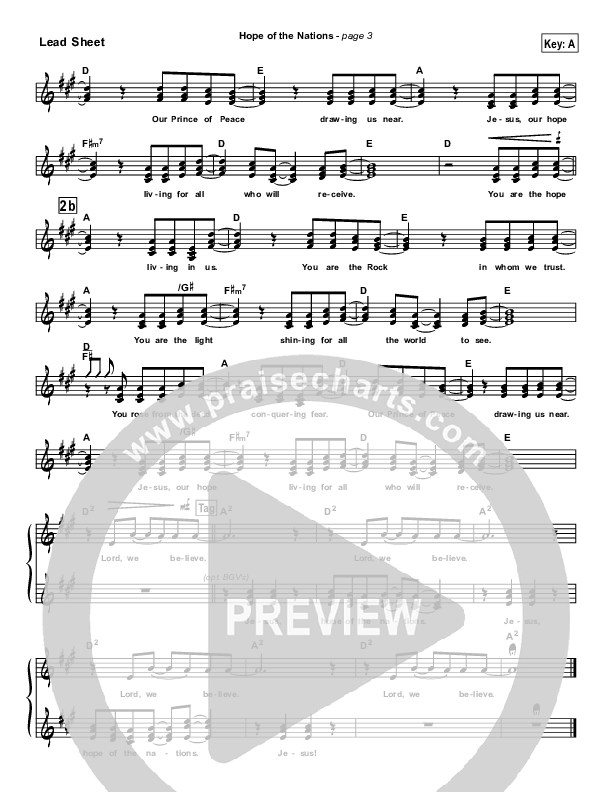 Hope Of The Nations Lead Sheet (Brian Doerksen)