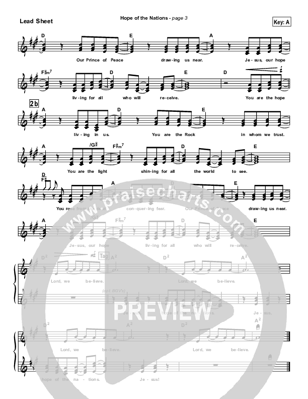 Hope Of the Nations Lead Sheet (Brian Doerksen)