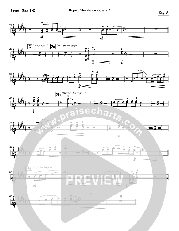Hope Of The Nations Tenor Sax 1/2 (Brian Doerksen)