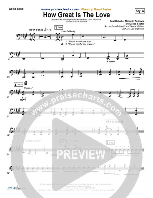 How Great Is The Love Cello/Bass (Paul Baloche)