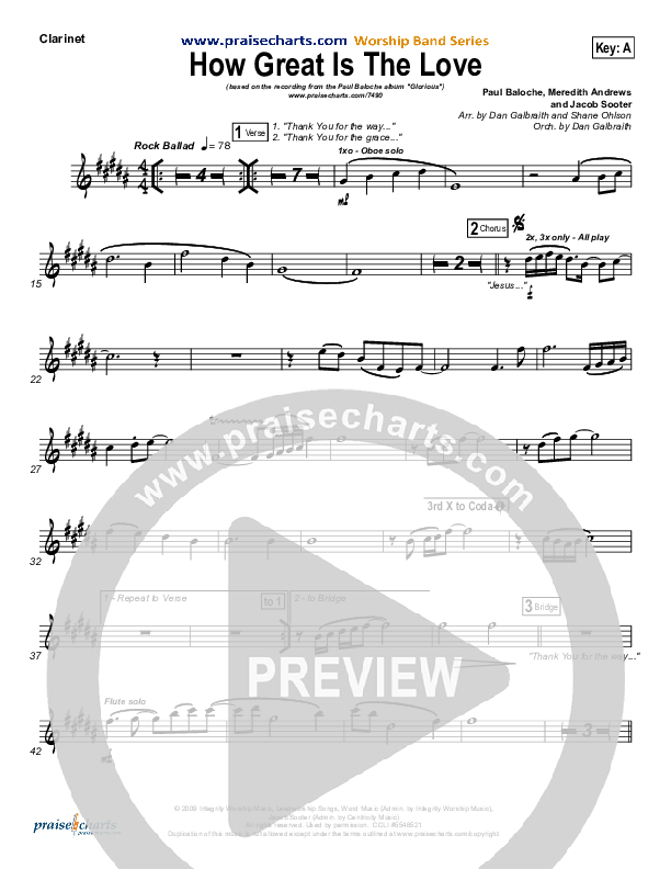 How Great Is The Love Clarinet (Paul Baloche)