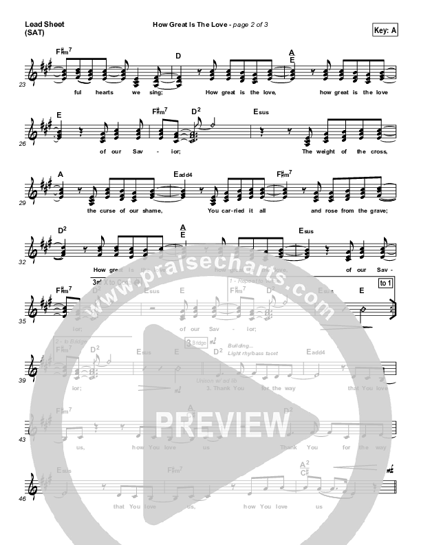 How Great Is The Love Lead Sheet (Paul Baloche)