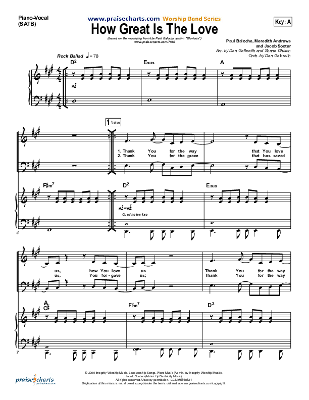 How Great Is The Love Lead & Piano (Paul Baloche)