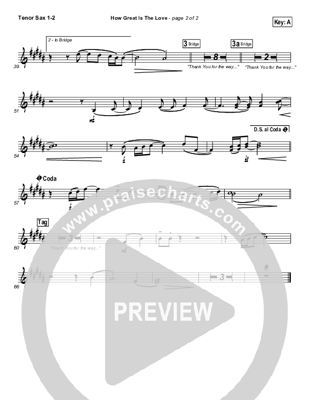 How Great Is The Love Tenor Sax 1/2 (Paul Baloche)