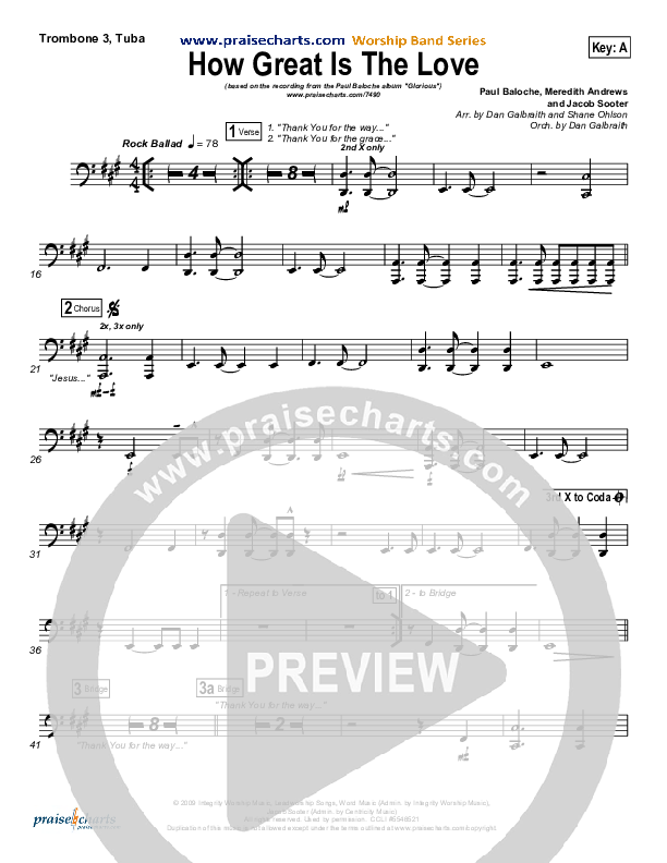 How Great Is The Love Trombone 3/Tuba (Paul Baloche)